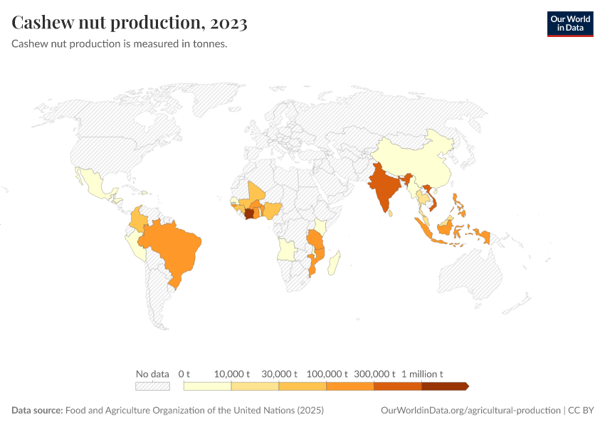 A thumbnail of the "Cashew nut production" chart
