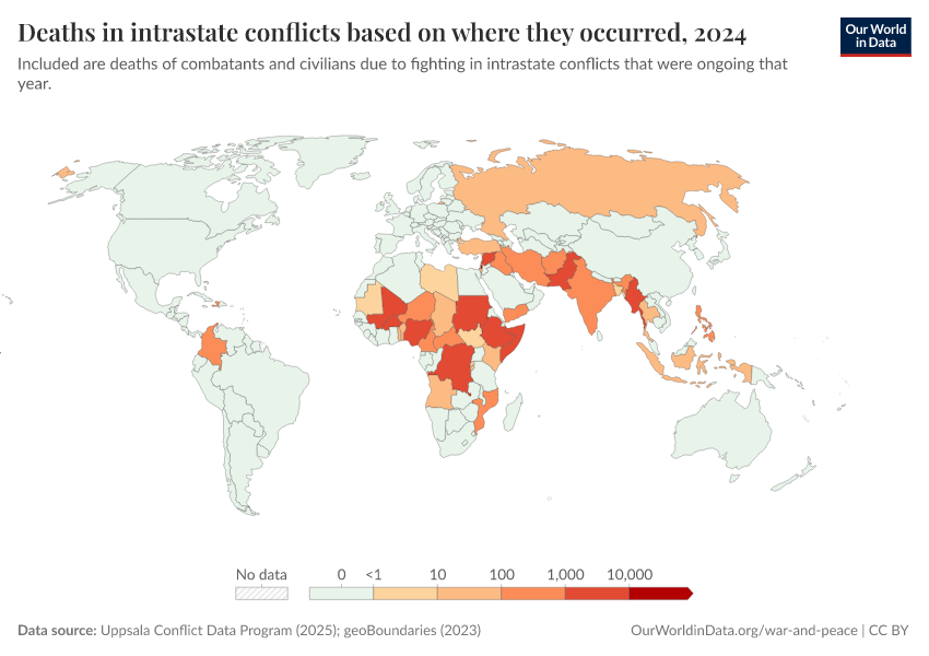 A thumbnail of the "Deaths in intrastate conflicts based on where they occurred" chart