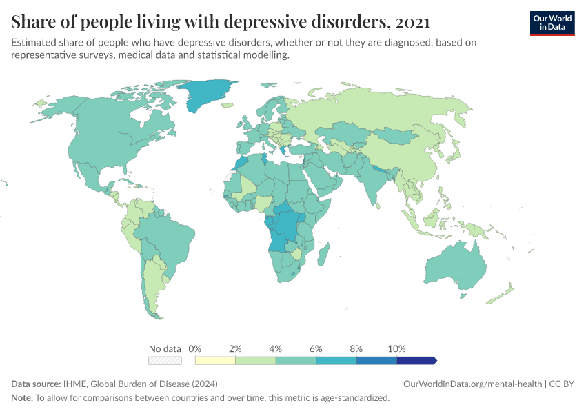 A thumbnail of the "Share of people living with depressive disorders" chart