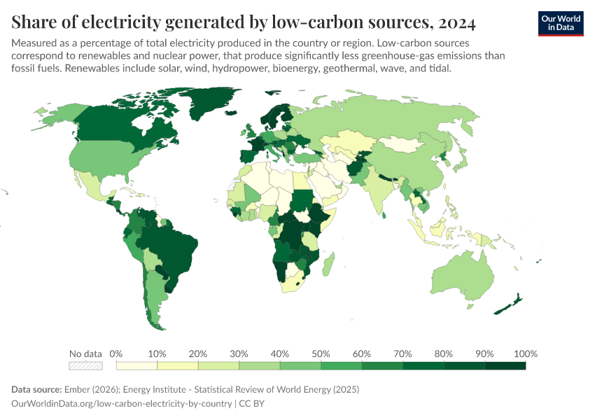 A thumbnail of the "Share of electricity generated by low-carbon sources" chart